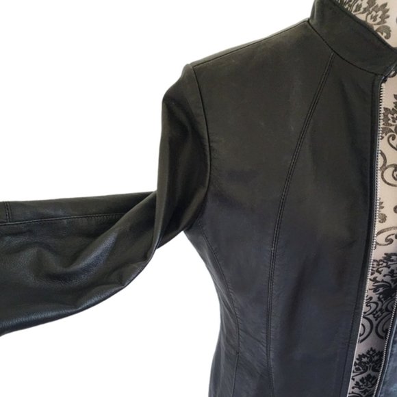 Boutique of Leathers Classic Leather Jacket Black Round Collar - Picture 7 of 13